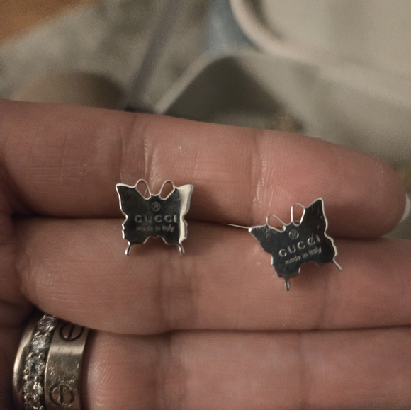 GUCCI Gucci Sterling Silver Earrings Back-type Butterfly Earrings 100% Authentic - Picture 8 of 8